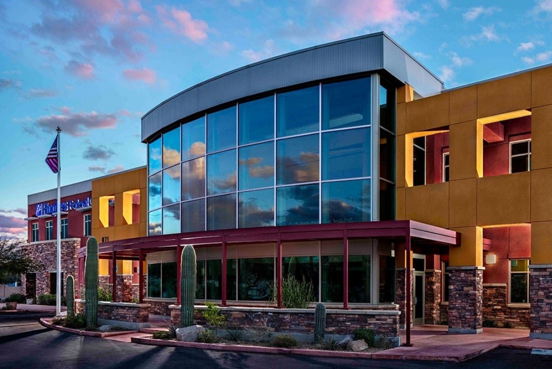 The colorful Wetmore branch of Hughes Federal Credit Union