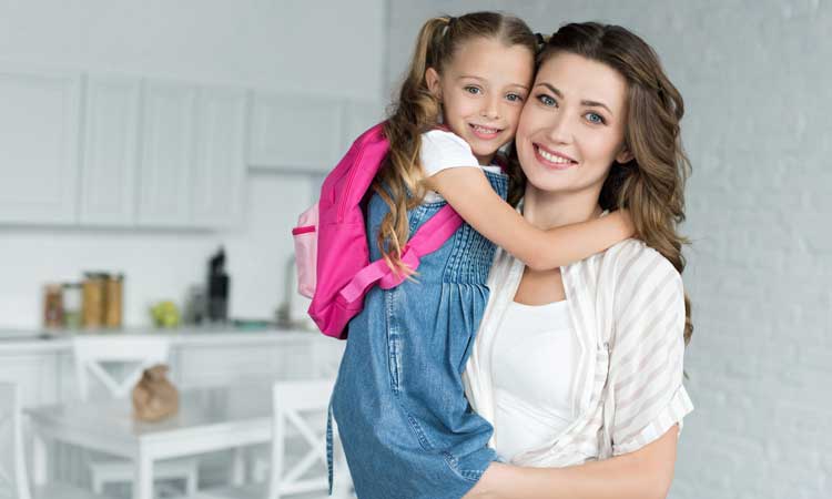 mother and daughter back-to-school photo