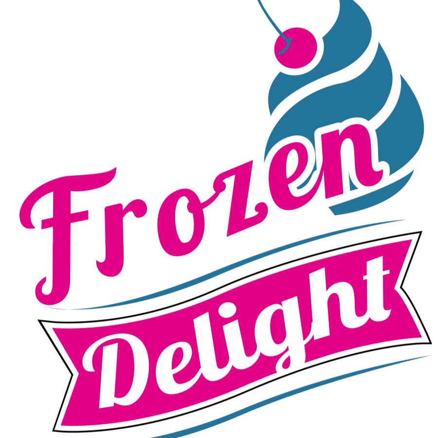 Pink and blue text with an ice cream swirl on top.