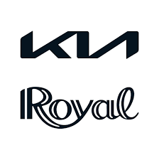 Kia logo over the word royal in black text.
