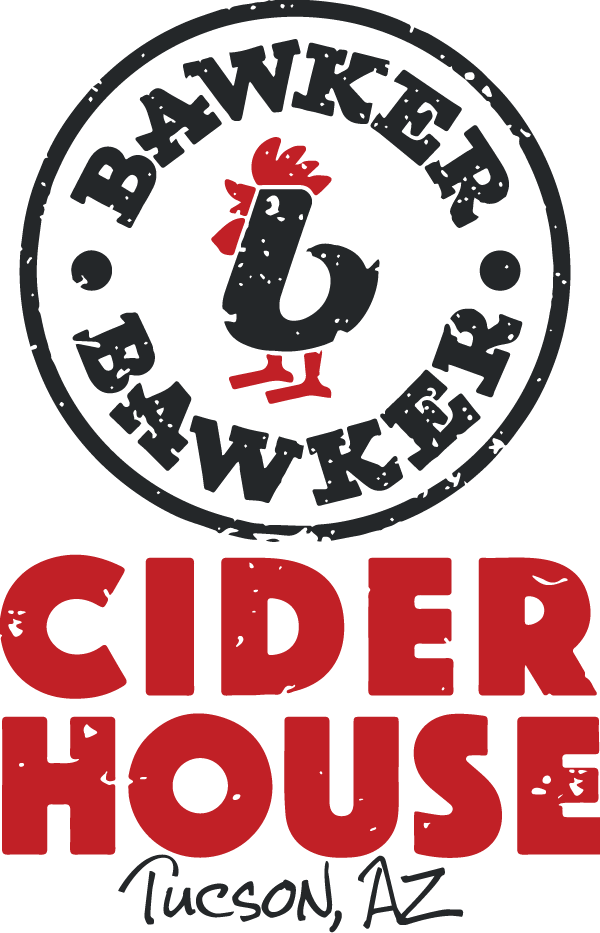 Black and red chicken in a circle over business name and location