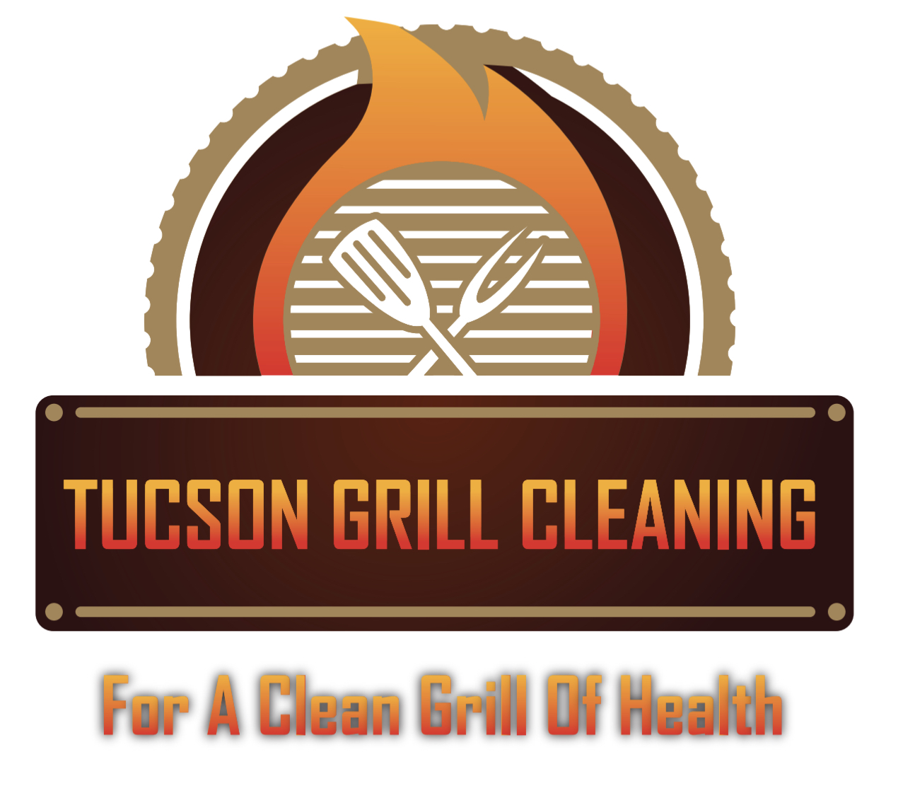 Tucson Grill Cleaning logo with text, crossed spatula and meat fork.